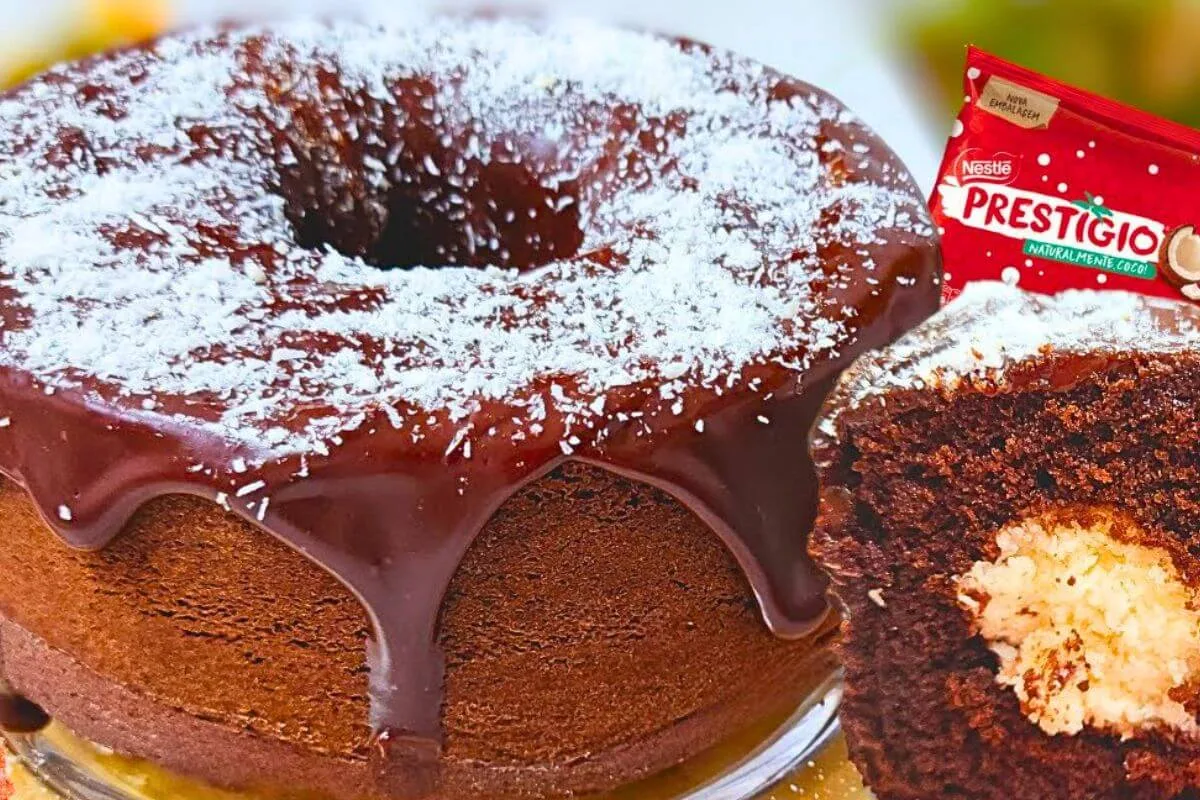Bolo de Chocolate com Recheio de Coco