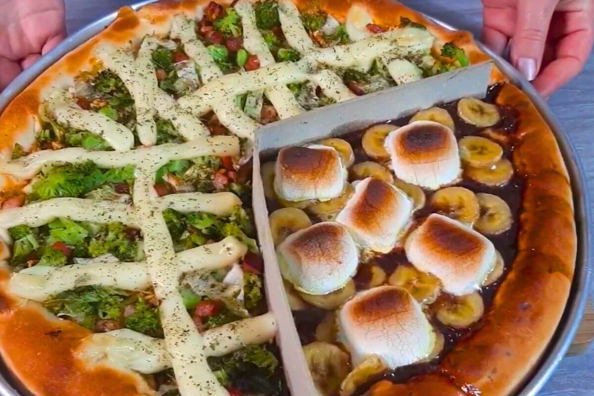 Pizza Caseira Com 2 Sabores e Borda Recheada