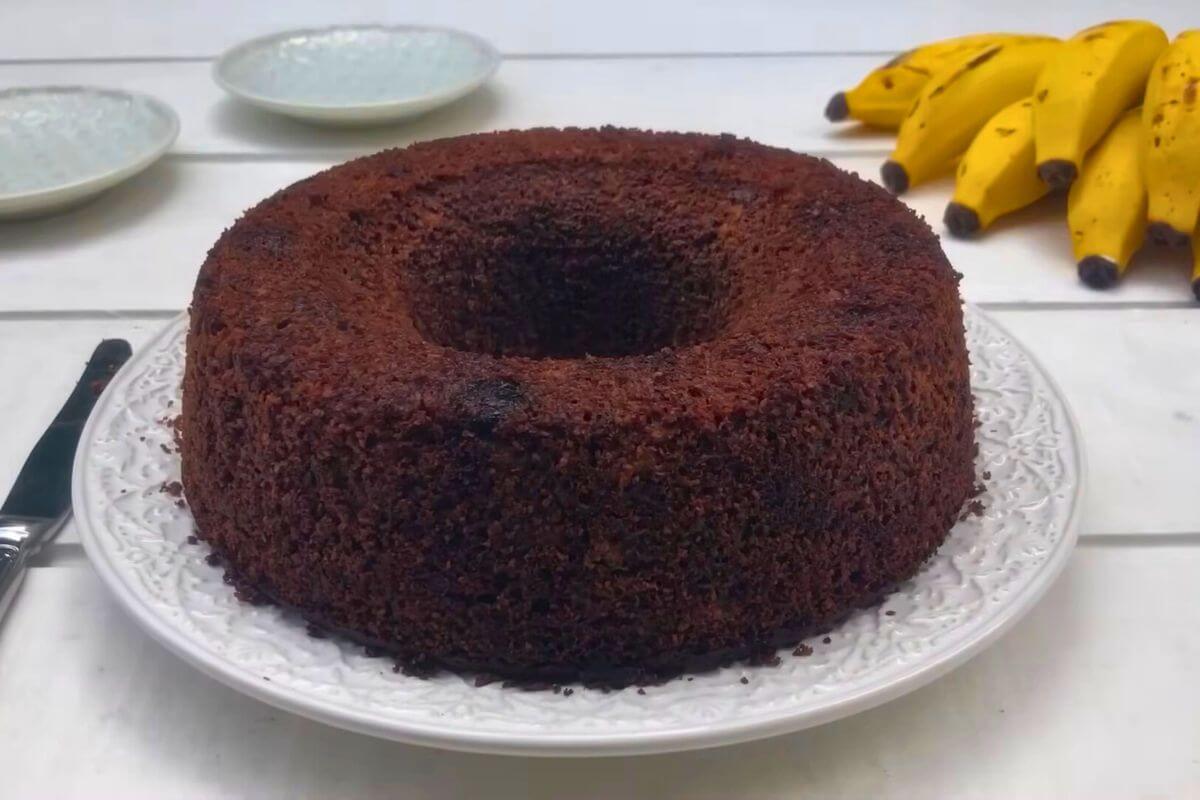 Bolo de Aveia Com Banana e Cacau Sem Açúcar e Sem Trigo
