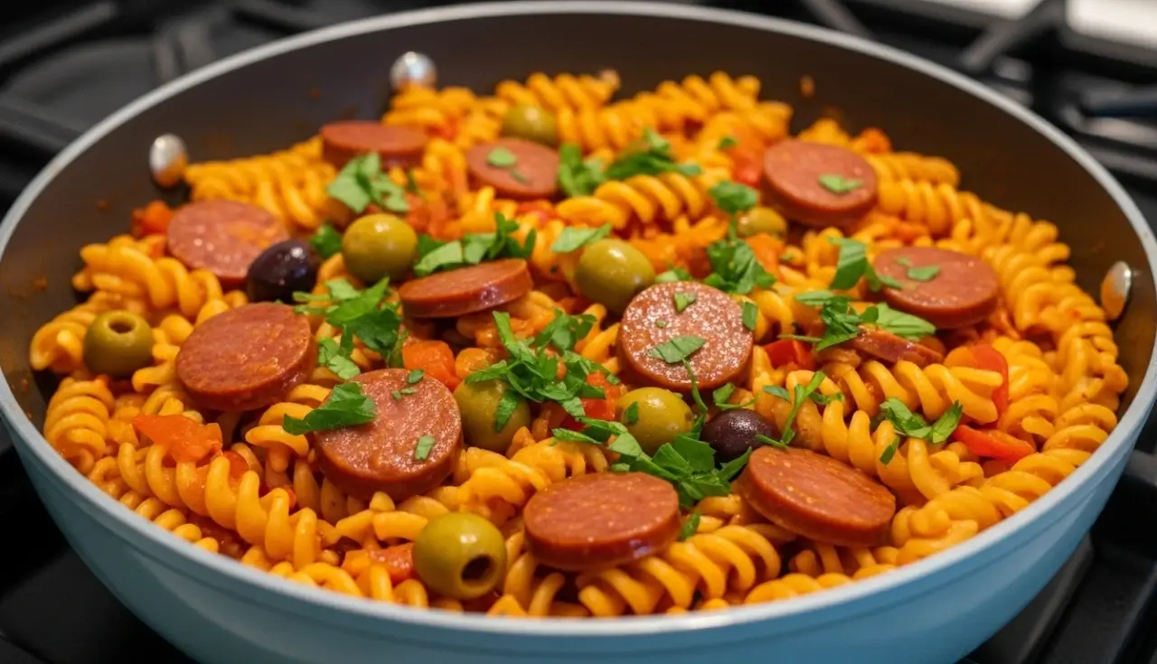 Macarrão Com Calabresa e Bacon