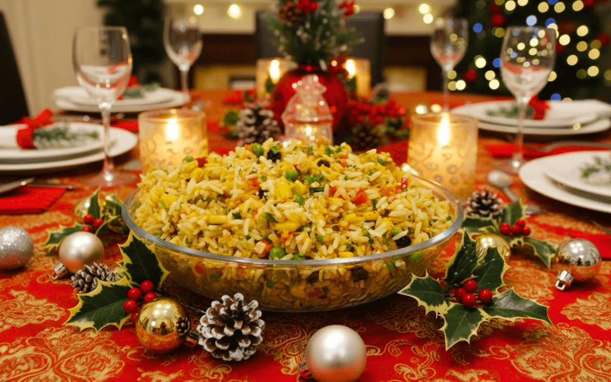 Arroz Colorido de Natal Simples
