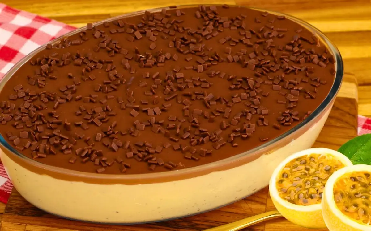 Torta de Maracujá Sem Forno Com Chocolate Granulado