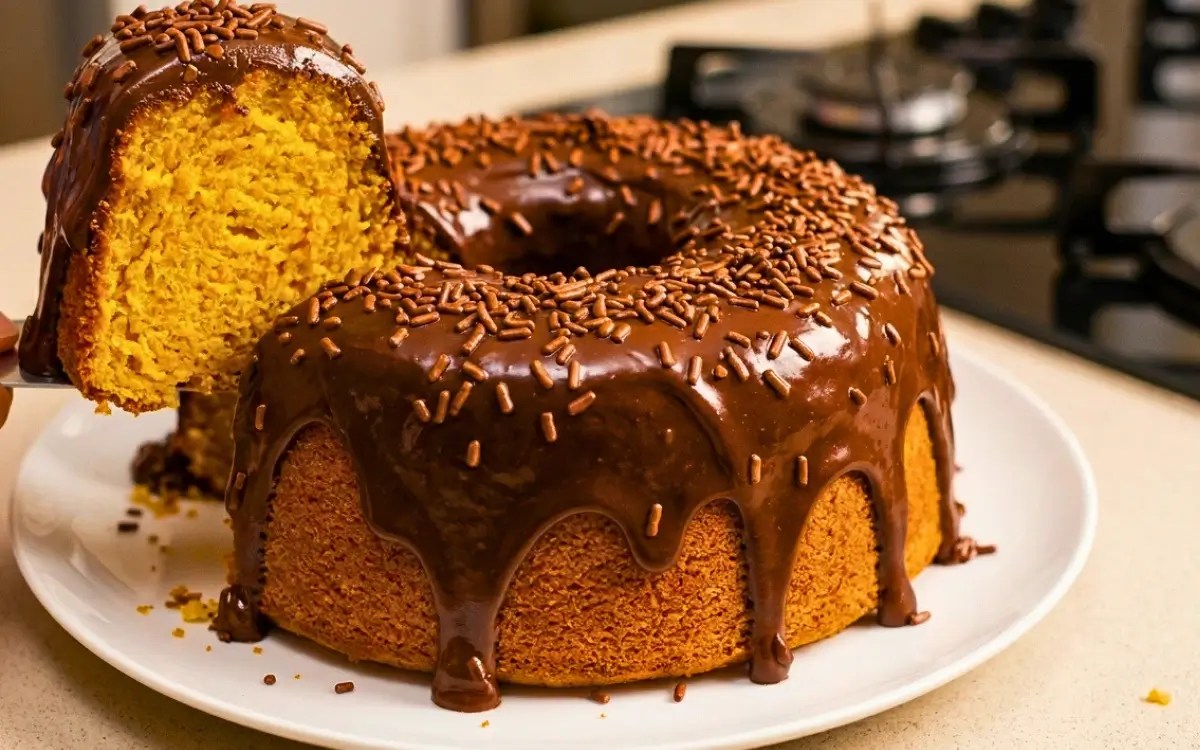 Bolo de Cenoura Com Cobertura de Chocolate