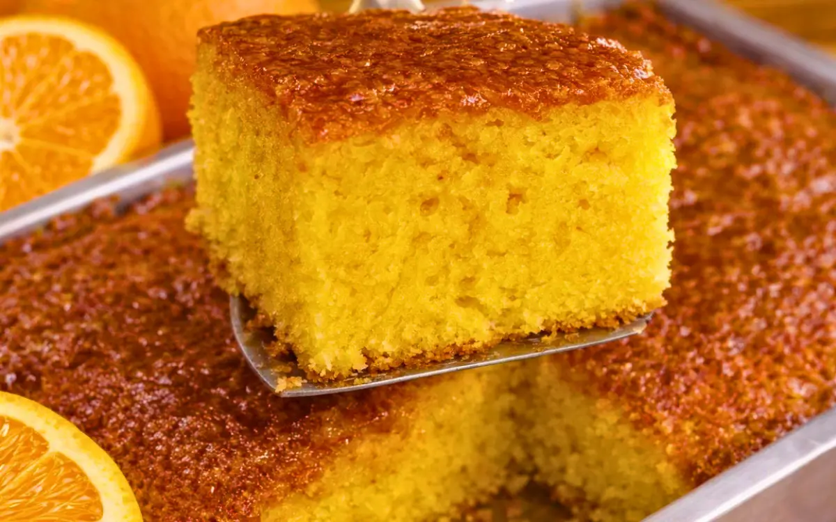 Bolo de Laranja Fofinho com Calda