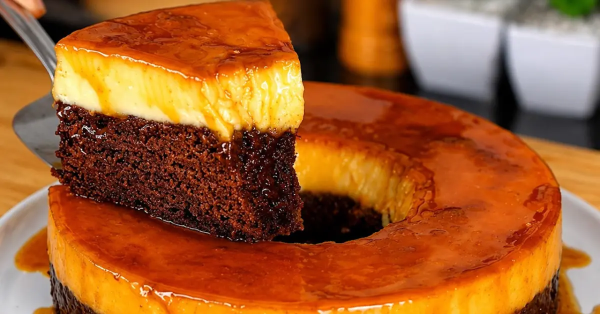Bolo Pudim Rápido e Fácil com Massa de Chocolate