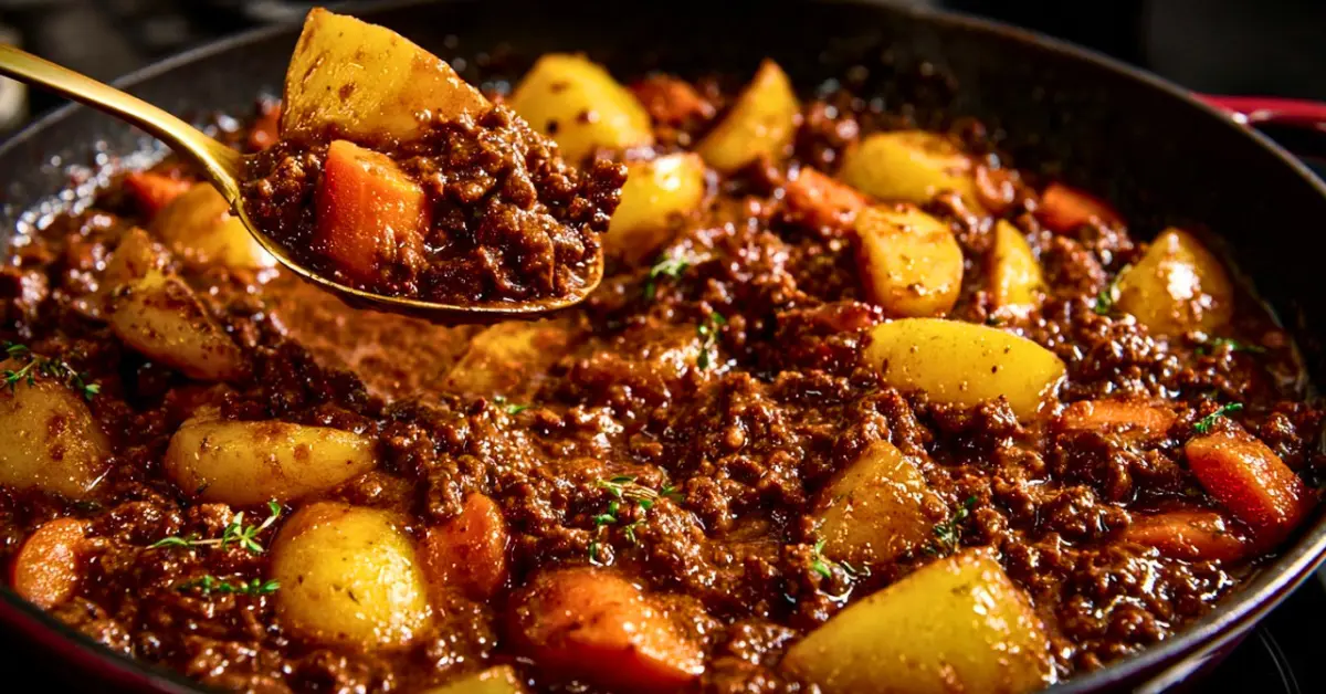 Ensopado de Carne Moída com Batata e Cenoura